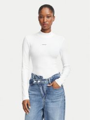 Guess Jeans Bluzka W6BP06 K5471 Biały Slim Fit. Białe bluzki damskie Guess Jeans, xl, z aplikacjami, z bawełny, bez kołnierzyka, bez ramiączek. Za 199.99 zł.