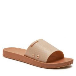 Klapki Ipanema. Czerwone klapki damskie Ipanema, bez wzorów, bez obcasa, bez zapięcia. Za 69.99 zł.