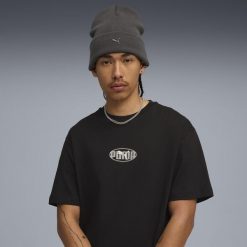 Głęboka czapka z metalowym logo PUMA CAT PUMA Dusky Gray. Szare czapki damskie Puma, bez wzorów, sportowe. Za 89.00 zł.