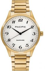 Zegarek męski PACIFIC-stalowy-szkło SZAFIR- BMB-1102-04. Szare zegarki męskie Perfect, bez wzorów, szklane. Za 249.40 zł.