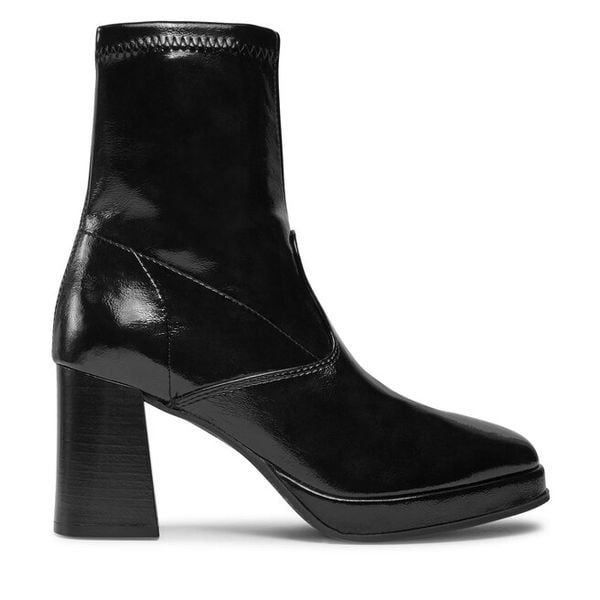 Botki Tamaris. Czarne botki damskie Tamaris, bez wzorów, bez obcasa, na słupku, bez zapięcia. Za 289.99 zł.