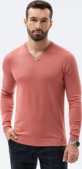 Ombre Sweter męski E191 - różowy XXL. Czerwone swetry męskie Ombre, m, bez wzorów, bez kołnierzyka, bez ramiączek. Za 39.99 zł.