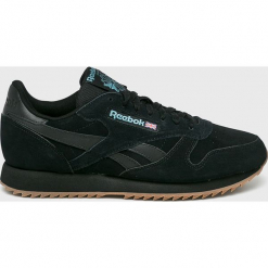 Reebok - Buty Cl Leather Mu. Czarne buty sportowe męskie Reebok, bez wzorów, z materiału, bez zapięcia, Adidas Advantage, climacool (adidas). W wyprzedaży za 299.90 zł.