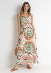 Zielona Wiskozowa Sukienka Tie Dye Maxi z Marszczoną Gumką w Pasie Lucira. Zielone sukienki damskie Born2be, l, bez wzorów, z wiskozy, bez kołnierzyka, bez ramiączek, maxi, kopertowe. Za 39.99 zł.