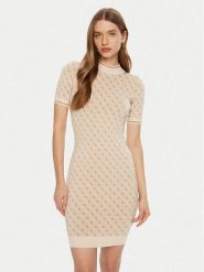 Guess Sukienka dzianinowa W3YK39 Z37K0 Beżowy Regular Fit. Brązowe sukienki damskie Guess, m, z aplikacjami, z dzianiny, bez kołnierzyka, bez ramiączek. Za 339.99 zł.