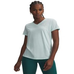 Koszulka fitness damska Under Armour. Bluzki damskie Under Armour, l, bez wzorów, z materiału, sportowe, bez kołnierzyka, bez ramiączek. Za 129.99 zł.