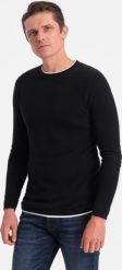 Ombre Bawełniany sweter męski z okrągłym dekoltem - czarny V1 OM-SWSW-0103 XXL. Czarne swetry męskie Ombre, m, bez wzorów, z bawełny, bez kołnierzyka, bez ramiączek. Za 119.99 zł.