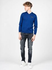 Plein Sport Sweter "Merino" | MPPS90181 | Mężczyzna | Niebieski. Niebieskie swetry męskie Plein Sport, m, bez wzorów, z wełny, sportowe, bez kołnierzyka, bez ramiączek. W wyprzedaży za 449.00 zł.