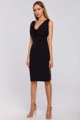 Sukienka elegancka wieczorowa z lejącej tkaniny z koronką. Sukienki damskie Sukienki.shop, na imprezę, xxl, bez wzorów, z koronki, eleganckie, bez kołnierzyka, bez ramiączek. W wyprzedaży za 188.00 zł.