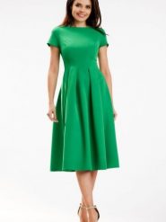 Sukienka Model A569 Green - awama. Zielone sukienki damskie Awama, l, bez wzorów, z elastanu, bez kołnierzyka, plus size, bez ramiączek, midi, rozkloszowane. Za 278.53 zł.