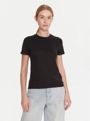 Calvin Klein T-Shirt LV044D201G Czarny Regular Fit. Czarne t-shirty damskie Calvin Klein, xl, bez wzorów, z bawełny, bez kołnierzyka, bez ramiączek. Za 209.99 zł.