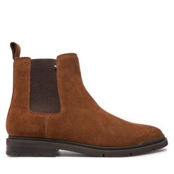 Sztyblety Tommy Hilfiger. Brązowe botki męskie Tommy Hilfiger, bez wzorów, bez obcasa, bez zapięcia. Za 669.99 zł.