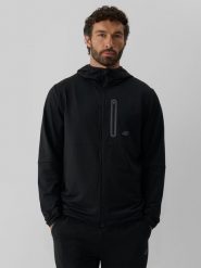 4F Bluza trekkingowa regular z kapturem męska - czarna M. Czarne bluzy męskie 4F, m, bez wzorów, z materiału, z kapturem, trekkingowe. Za 199.99 zł.