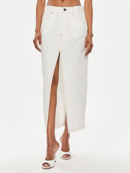 Pinko Spódnica jeansowa Riders 103628 A1VD Biały Regular Fit. Białe spódnice damskie Pinko, bez wzorów, z bawełny. Za 439.99 zł.