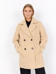 Soyaconcept® płaszcz z pluszowego futra - SC-Mukite Kobiety beżowy, XXL. Brązowe płaszcze damskie xxl, bez wzorów, bez kołnierzyka, bez kaptura. Za 429.95 zł.