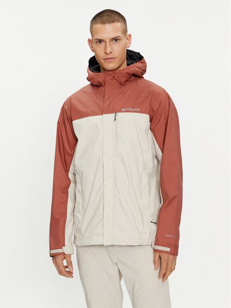 Columbia Kurtka przeciwdeszczowa Pouring Adventure™ II 1760061 Beżowy Regular Fit. Brązowe kurtki sportowe męskie Columbia, m, bez wzorów, z syntetyku, bez kaptura, outdoorowe. Za 289.99 zł.