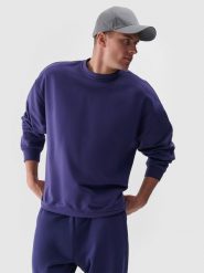 4F Bluza dresowa nierozpinana bez kaptura uniseks - granatowa L. Niebieskie bluzy damskie 4F, l, bez wzorów, z bawełny, klasyczne, bez ramiączek, bez kaptura. Za 59.99 zł.
