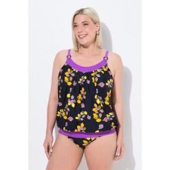 Damskie Tankini cytryny miękkie miseczki okrągły dekolt regulowane ramiączka. Czarne stroje kąpielowe damskie Ulla Popken, plus size, bez wzorów, z elastanu. Za 279.99 zł.