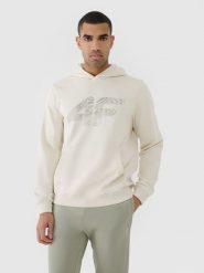 4F Bluza dresowa nierozpinana z kapturem męska - beżowa XL. Brązowe bluzy sportowe męskie 4F, m, bez wzorów, z bawełny, z kapturem. W wyprzedaży za 99.99 zł.