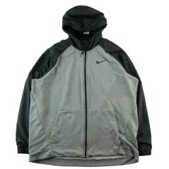 Nike kurtka wiatrówka męska Dri-Fit z zamkiem Full-Zip. Szare kurtki sportowe męskie Nike, m, bez wzorów, z materiału, bez kaptura, do biegania, dri-fit (nike). Za 106.46 zł.
