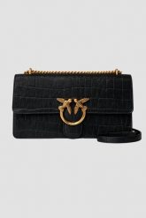 PINKO Czarna listonoszka damska Love One Classic DC Cocco Nabuccato. Czarne torebki do ręki damskie Pinko, bez wzorów, ze skóry, bez dodatków. W wyprzedaży za 1,379.99 zł.