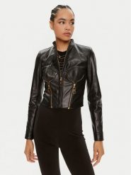 Elisabetta Franchi Kurtka skórzana GD-43Z-46E2 Czarny Regular Fit. Czarne kurtki damskie Elisabetta Franchi, bez wzorów, ze skóry, bez kaptura. Za 4,499.00 zł.