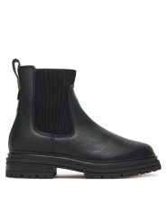 Tommy Hilfiger Sztyblety FW0FW08771 Czarny. Czarne botki damskie Tommy Hilfiger, bez wzorów, ze skóry, bez obcasa, na płaskiej podeszwie, bez zapięcia. Za 559.99 zł.