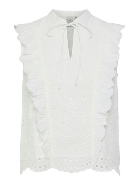 YAS Bluzka Luma 26036259 Biały Regular Fit. Białe bluzki damskie YAS, bez wzorów, z bawełny, bez kołnierzyka, bez ramiączek. Za 149.99 zł.