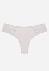 Białe Majtki Stringi Ozdobione Koronką z Bawełną Meniliphis. Białe majtki damskie Renee, z bawełny. Za 6.99 zł.