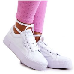 Tenisówki Na Platformie Lee Cooper LCW-22-31-0884L Białe. Białe trampki i tenisówki damskie bez wzorów, z materiału, bez zapięcia. Za 197.76 zł.