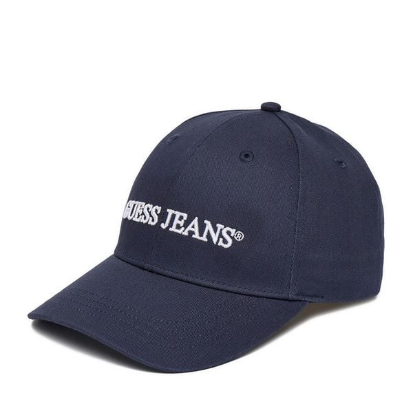 Czapka z daszkiem Guess Jeans. Niebieskie czapki damskie Guess Jeans, z aplikacjami, z jeansu. Za 99.99 zł.