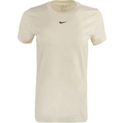 Damska koszulka Nike Essential Crew Coconut Milk. Białe bluzki damskie Nike, bez wzorów, z bawełny, bez kołnierzyka, bez ramiączek. Za 193.99 zł.