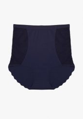 Granatowa Bielizna modelująca Bezszwowa Majtki z Wysokim Stanem Falalira. Niebieskia majtki damskie Born2be. Za 9.99 zł.