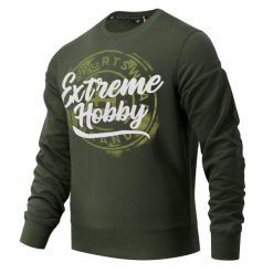 Bluza męska EXTREME HOBBY BADGE. Zielone bluzy męskie EXTREME HOBBY, l, bez wzorów, z bawełny, klasyczne, bez ramiączek, bez kaptura. Za 229.00 zł.