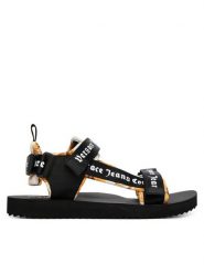 Versace Jeans Couture Sandały 80YA3S7B ZSS82 Czarny. Czarne sandały męskie Versace Jeans Couture, bez wzorów, z jeansu, bez zapięcia. Za 569.99 zł.