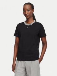 KARL LAGERFELD T-Shirt B3W17057 Czarny Regular Fit. Czarne t-shirty damskie KARL LAGERFELD, xl, bez wzorów, z bawełny, bez kołnierzyka, bez ramiączek. Za 429.99 zł.