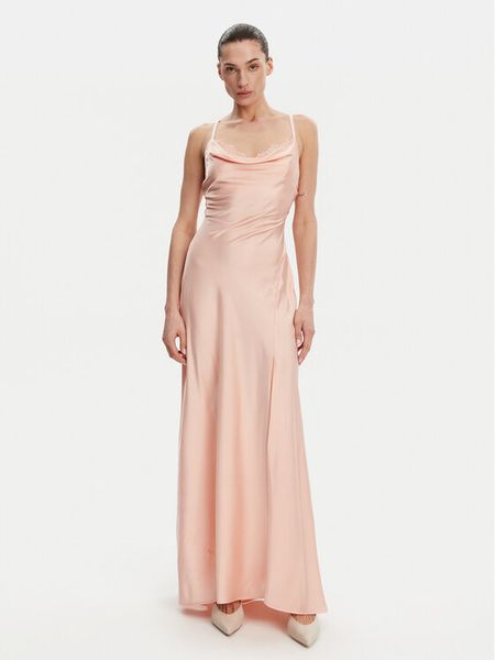 Guess Sukienka wieczorowa W5GT10 WF1T2 Koralowy Slim Fit. Pomarańczowe sukienki damskie Guess, xxl, z aplikacjami, z syntetyku, wizytowe, bez kołnierzyka, bez ramiączek. Za 459.99 zł.