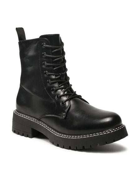 Jenny Fairy Trapery WS5218-05-B Czarny. Czarne trapery damskie Jenny Fairy, ze skóry, bez zapięcia. Za 95.99 zł.