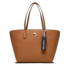 Torebka KARL LAGERFELD. Brązowe shopperki damskie KARL LAGERFELD, bez wzorów, bez dodatków. Za 799.99 zł.