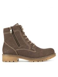 Rieker Botki Y9134-25 Brązowy. Brązowe botki damskie Rieker, bez wzorów, z materiału, bez obcasa, na płaskiej podeszwie, bez zapięcia. Za 293.99 zł.