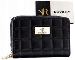 Pasek pikowany Rovicky R-PKK-02 czarny. Czarne portfele damskie ROVICKY, ze skóry ekologicznej. Za 69.99 zł.