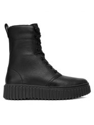 Clarks Trzewiki Torhill Style 26182918 Czarny. Czarne botki damskie Clarks, bez wzorów, ze skóry, bez obcasa, na płaskiej podeszwie, bez zapięcia. Za 449.99 zł.