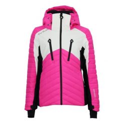 Damska kurtka wodoodporna Peak Mountain Archarme. Czerwone kurtki sportowe damskie Peak Mountain, bez wzorów, bez ramiączek, bez kaptura, narciarskie. Za 992.95 zł.