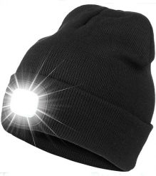 Czapka unisex z lampką led usb ładowana. Czarne czapki damskie SPORTENZIA, na zimę, bez wzorów, z materiału, biznesowe. Za 91.99 zł.