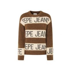 Sweter damski Pepe Jeans Helmi. Białe swetry nierozpinane damskie Pepe Jeans, na zimę, bez wzorów, z jeansu, bez kołnierzyka, bez ramiączek. W wyprzedaży za 413.40 zł.