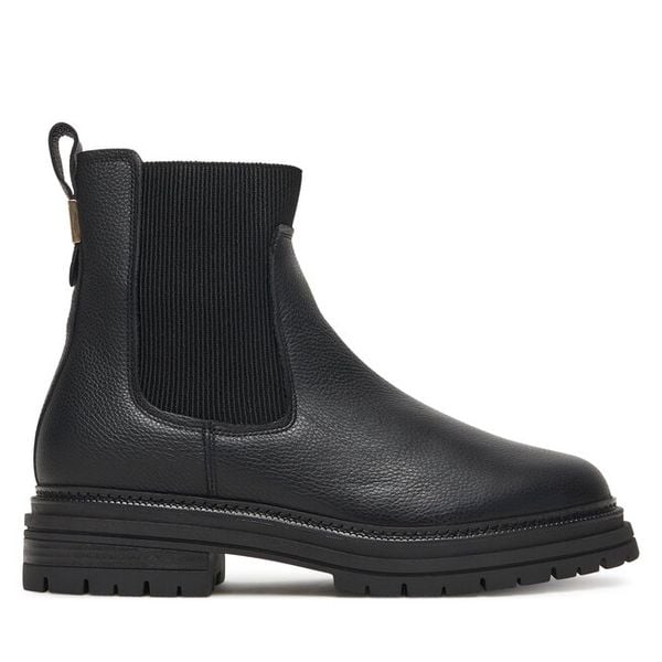 Sztyblety Tommy Hilfiger. Czarne botki damskie Tommy Hilfiger, bez wzorów, bez obcasa, na płaskiej podeszwie, bez zapięcia. Za 469.99 zł.