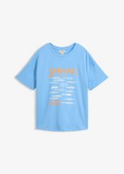 T-shirt z grubej bawełny organicznej. Białe t-shirty damskie bonprix, bez wzorów, z bawełny, bez kołnierzyka, bez ramiączek. Za 57.99 zł.