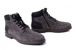 RIEKER TEX 13744-45 grey, trzewiki męskie. Szare botki męskie Rieker, bez wzorów, bez obcasa, bez zapięcia. Za 499.90 zł.