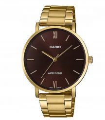 Zegarek EDIFICE Męski Casio Minimal Gold - Brown (40 mm). Brązowe zegarki męskie EDIFICE, bez wzorów. Za 224.99 zł.