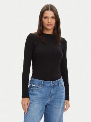 Guess Jeans Bluzka W4YI22 J1314 Czarny Regular Fit. Czarne bluzki damskie Guess Jeans, l, z aplikacjami, z bawełny, bez kołnierzyka, bez ramiączek. Za 139.99 zł.